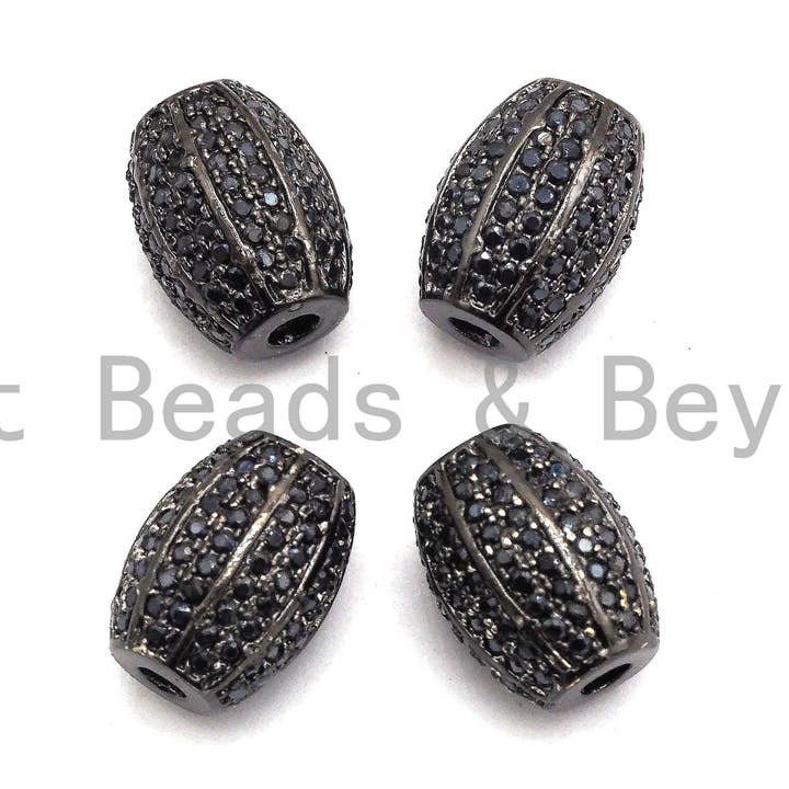 Black CZ Pave On Black Micro Pave Oval Spacer Beads Crystal for Bracelet/Necklace, Cubic Zirconia Beads, 10x13mm, sku#G414 for wholesale by BestBeads&Beyond