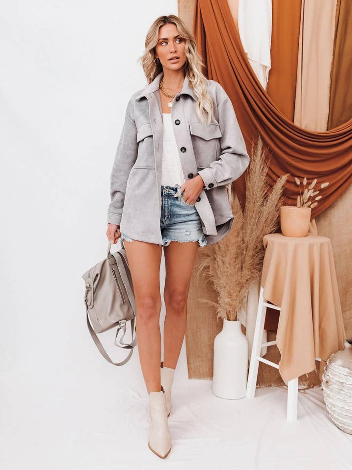 HIDDENBRAND - Wholesale Coat - Women's - Single-Breasted Composite Suede Coat14