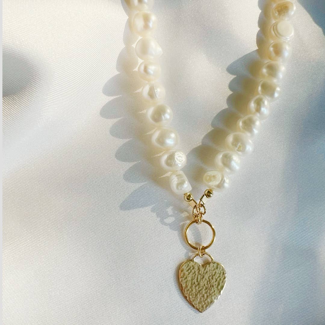 True by Kristy Jewelry - Wholesale Beaded/Pearl Necklace - Sunkissed Freshwater Pearl Heart Necklace Gold Filled1