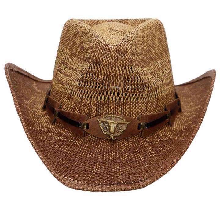 SOM VIST Longhorn Link Belt Ombre hæklet stråcowboyhat for engroshandel på Faire1