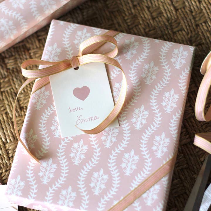 JSH Home Essentials - Wholesale Flat Wrap - Scalloped Dahlia Wrapping Paper in Rose