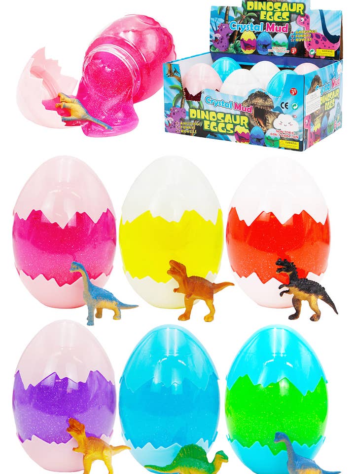 Jumbo Dino-figurägg med glitterslime - 6 st för wholesale av Cap Zone