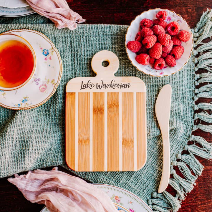 The Lillie Pad - Wholesale Cheese Board - Custom Lake Name Serving and Cheese Paddle Board - Bamboo6