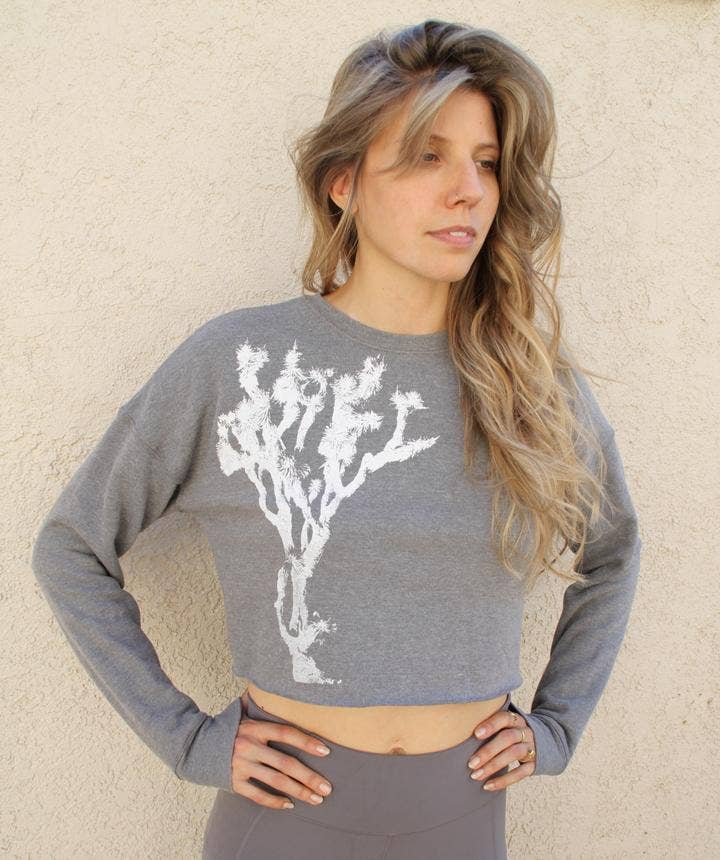Blonde Peacock - Wholesale Graphic Sweatshirt - Women's - Joshua Tree Crew Fleece Crop Top1
