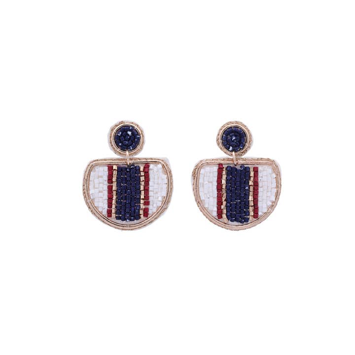 Urbanista Outlet - Wholesale Stud/Post Earrings - Color Block Halfmoon Beaded Earrings7