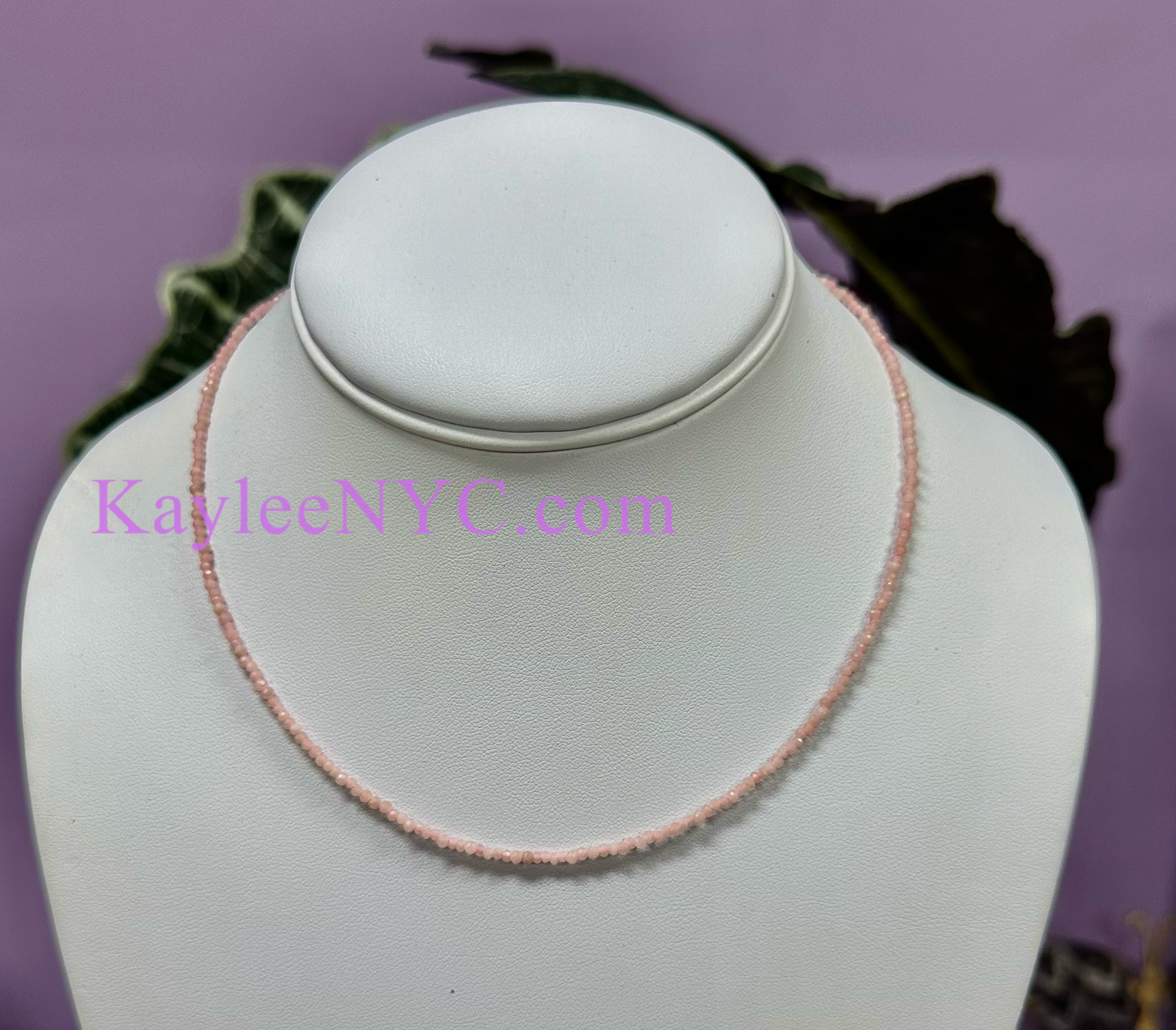 KayleeNYC - Wholesale Beaded/Pearl Necklace - 2mm Natural Pink Opal Necklaces Crystals Healing Energy3