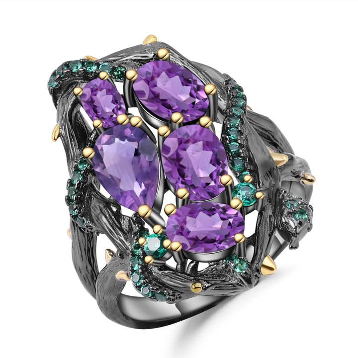 FCJ Jewelry LLC - Wholesale Cocktail/Statement Ring - Amethyst Snake Statement Ring2