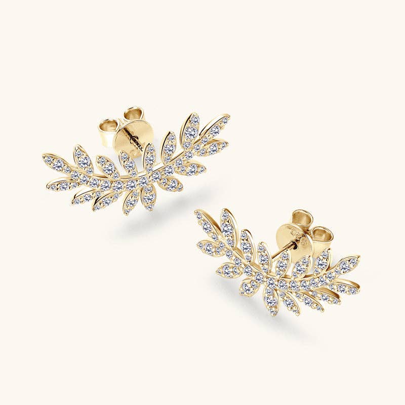 Perimade & Co. LLC - Wholesale Stud/Post Earrings - Moissanite Leaf Wedding Stud Earrings in 925 Sterling Silver2