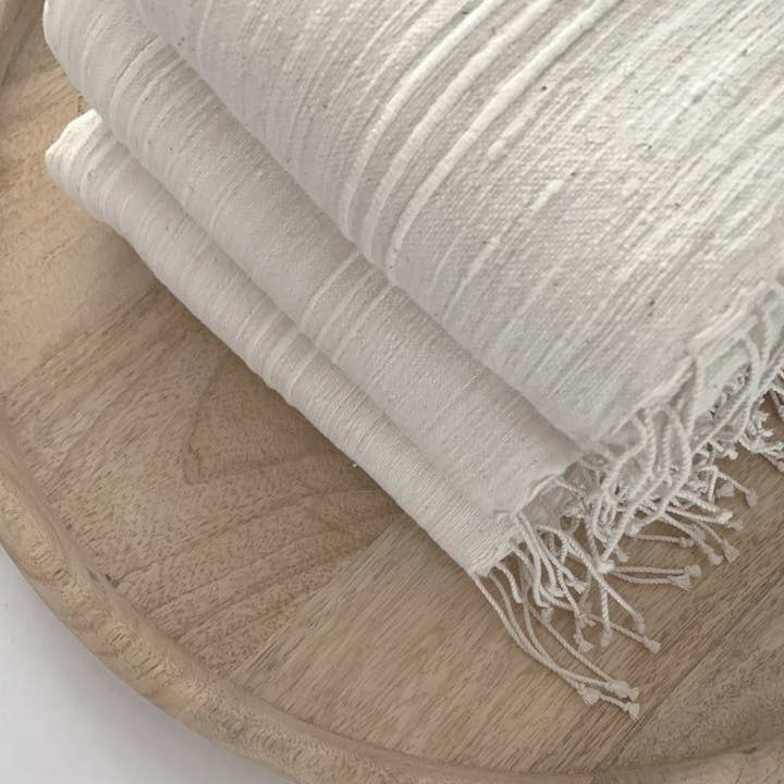 Studio Nordhaven - Wholesale Bath Towel - Tihku Towel, White/White Stripe - Handwoven by Sera Helsinki