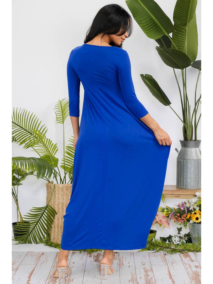 H&H Fashion Inc. - Wholesale Dress - Women's - HH645R-SOLID - 3/4 Sleeve Maxi Dress19