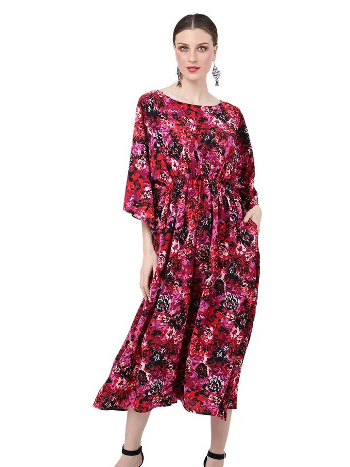 Damen Midi-Kaftane Sommerurlaub Kaftankleid Blumen S-3XL für den Großhandel von Miss Lavish London