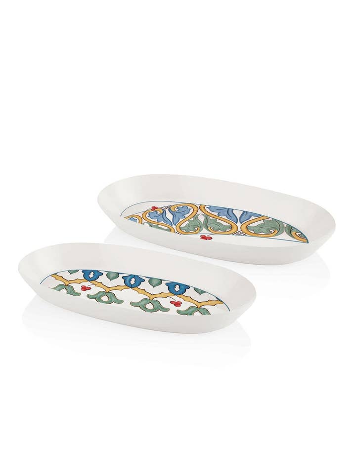 Assiettes ovales de la collection Limoncello, lot de 2 pour la vente par Rozi
