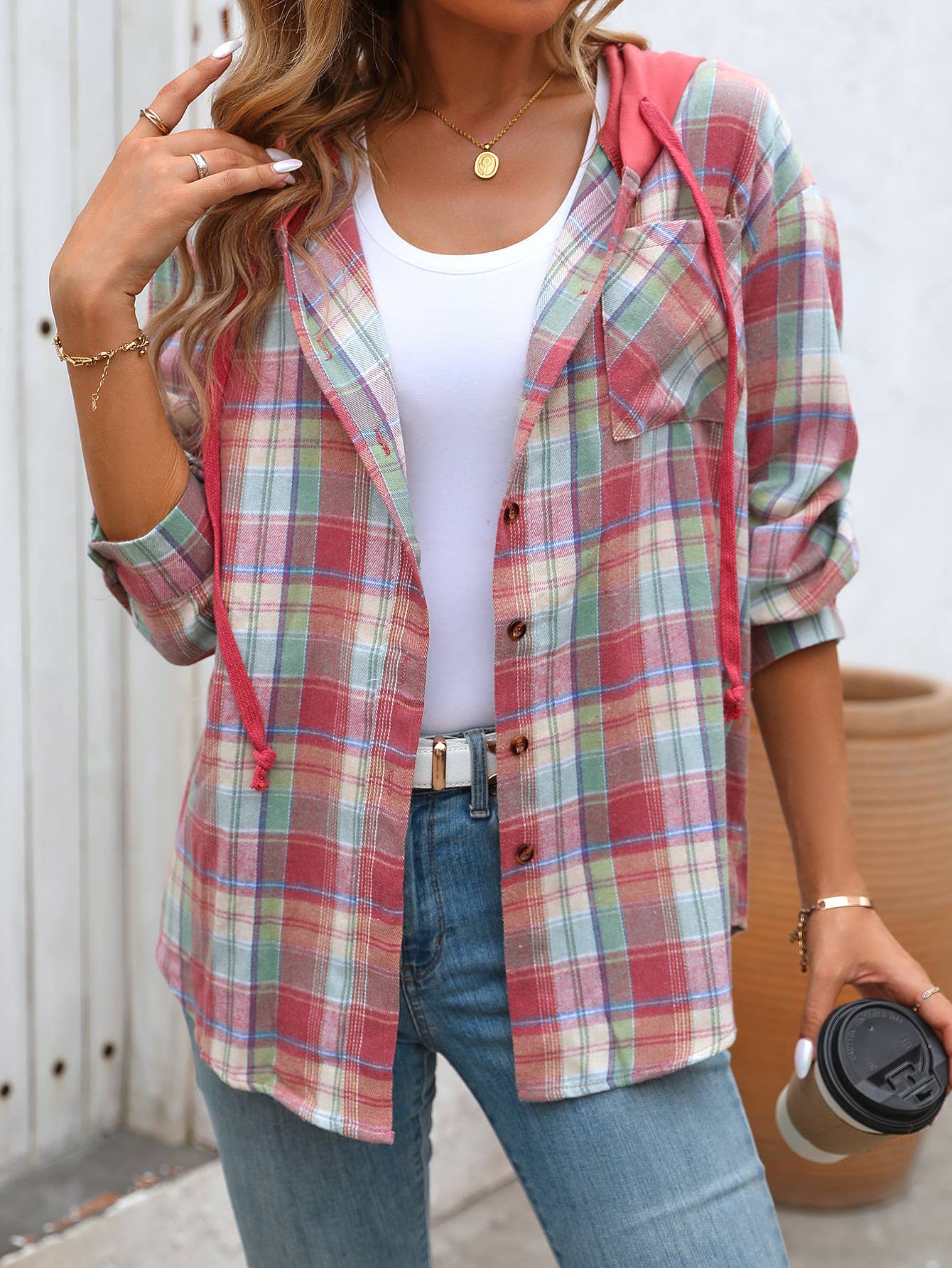 Lily Clothing - Wholesale Button Down Shirt - Women's - CASUAL FASHION OVERSIZE PLAID SHIRT10