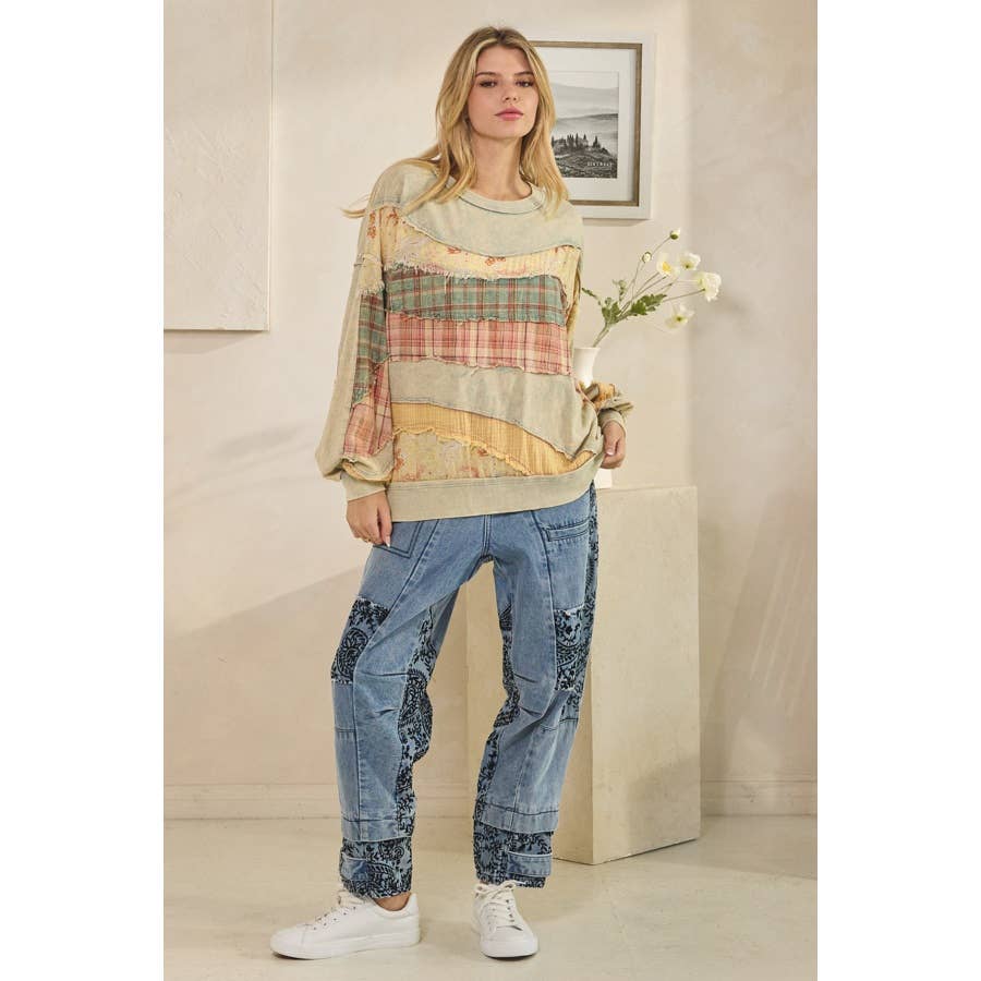 Oli&Hali - Vente Sweat-shirt – femme - HAUT À MANCHES LONGUES DÉTAILLÉ EN TISSU LAVÉ MIXTE6