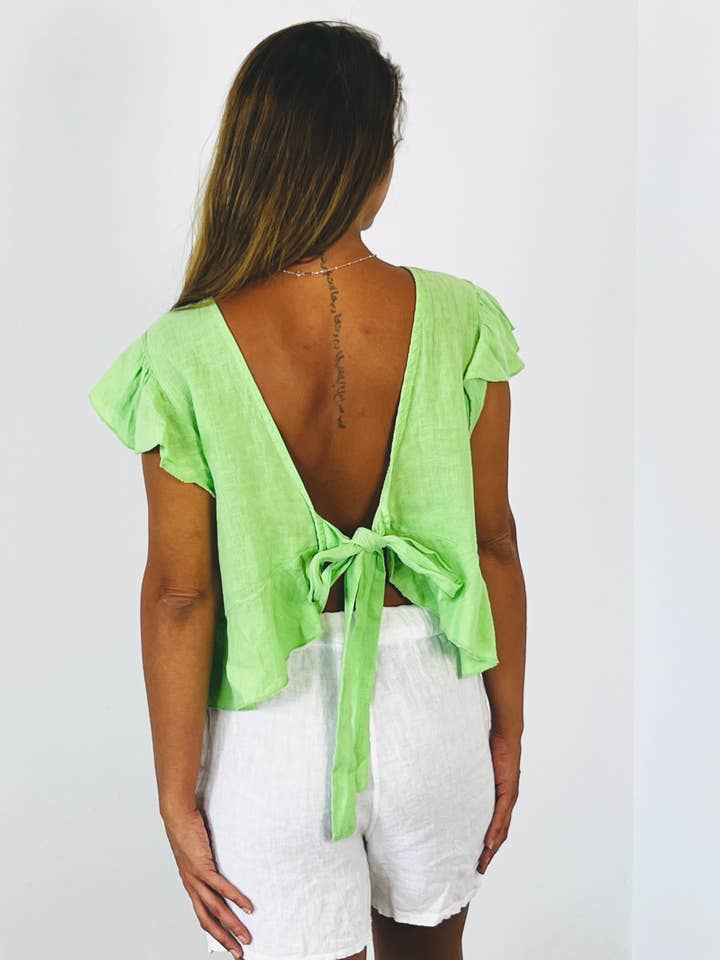 Linen & More - Wholesale Blouse - Women's - REF 11895 100% LINEN SHORT TIE BLOUSE9