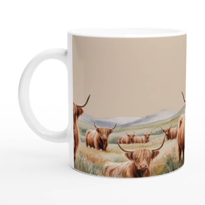 Unique Highland Cows Pottery Mug - Farm Animal Lover Gift for wholesale by Aminelle & Willow