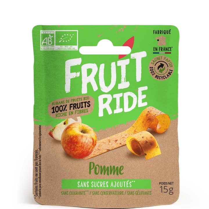 FRUIT RIDE - Vente Fruits secs/déshydratés - Fruit Ride Apple Doypack 15g