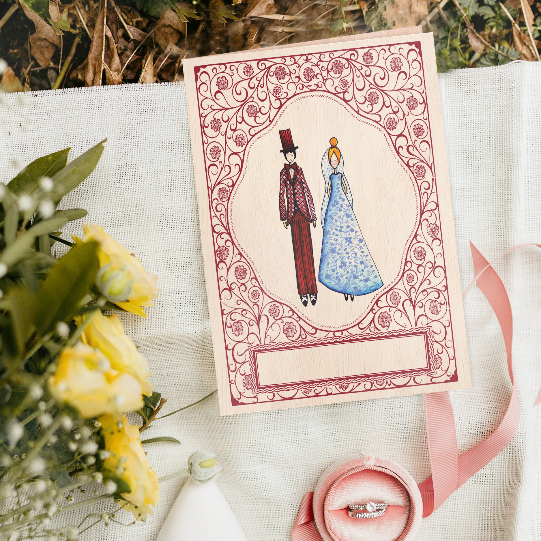 Cozywood – Engroshandel Bryllupskort – Eventyr Bryllup Træ Lykønskningskort2