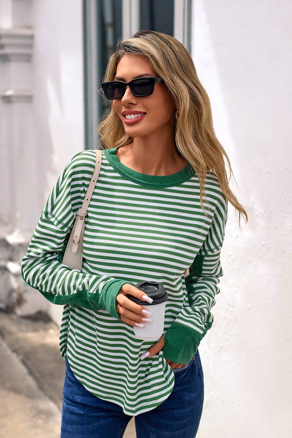 Little Daisy Closet - Vente Chemisier – femme - Blouse décontractée à col rond rayé LDC | S-4X0