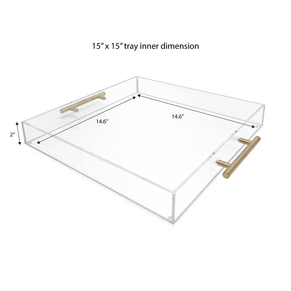 Isaac Jacobs International - Wholesale Serving Tray - Isaac Jacobs Clear Acrylic Serving Tray with Metal Handles25