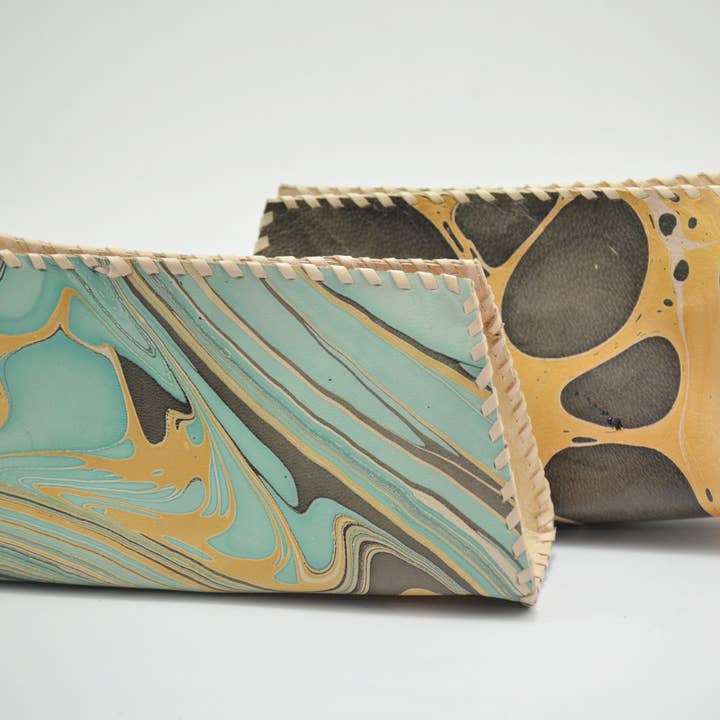 Nina Eyeglass Case - Marbled Leather for wholesale by STUDIO CALEIDOSCOPE