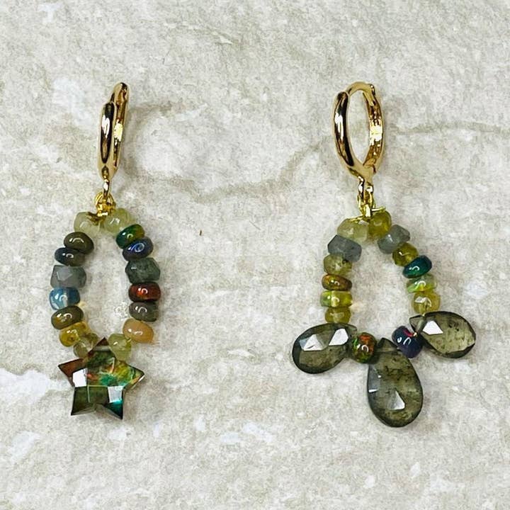 Paradise Green Amethyst & Opal Earrings for wholesale by Clarke Palmer
