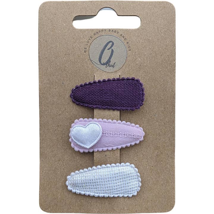 Horquillas para bebé Nude morado/rosa corazón/blanco (3 uds por tarjeta) para venta al por mayor de Othat- We love happy baby & kids