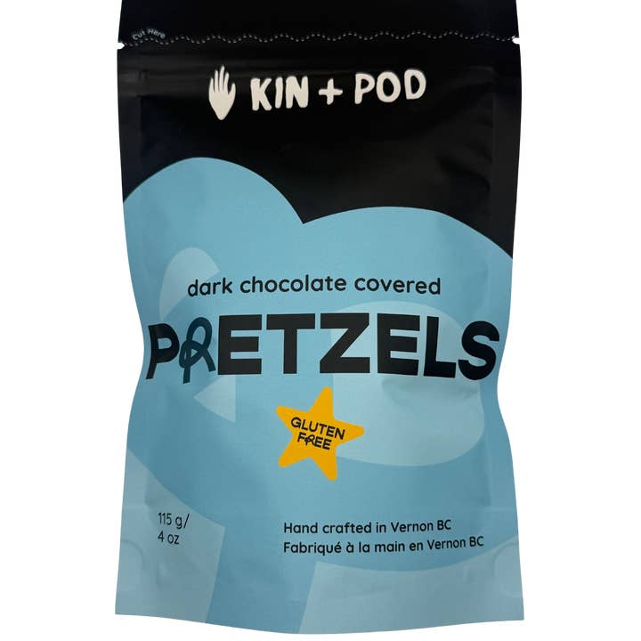 Pretzels sem glúten com cobertura de chocolate amargo por atacado de Kin+Pod Chocolate Incorporated