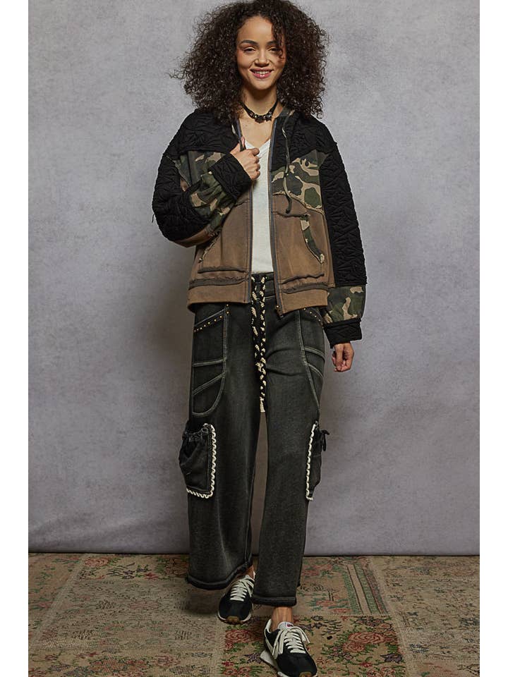 Pol Clothing - Wholesale Jacket - Women's - Long sleeve printed terry quilted knit hooded jacket4