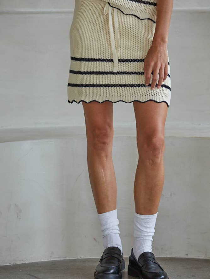 W2373B | Strickpullover Baumwolle Acryl Häkelarbeit Gestreifter Rock für den Großhandel von By Together