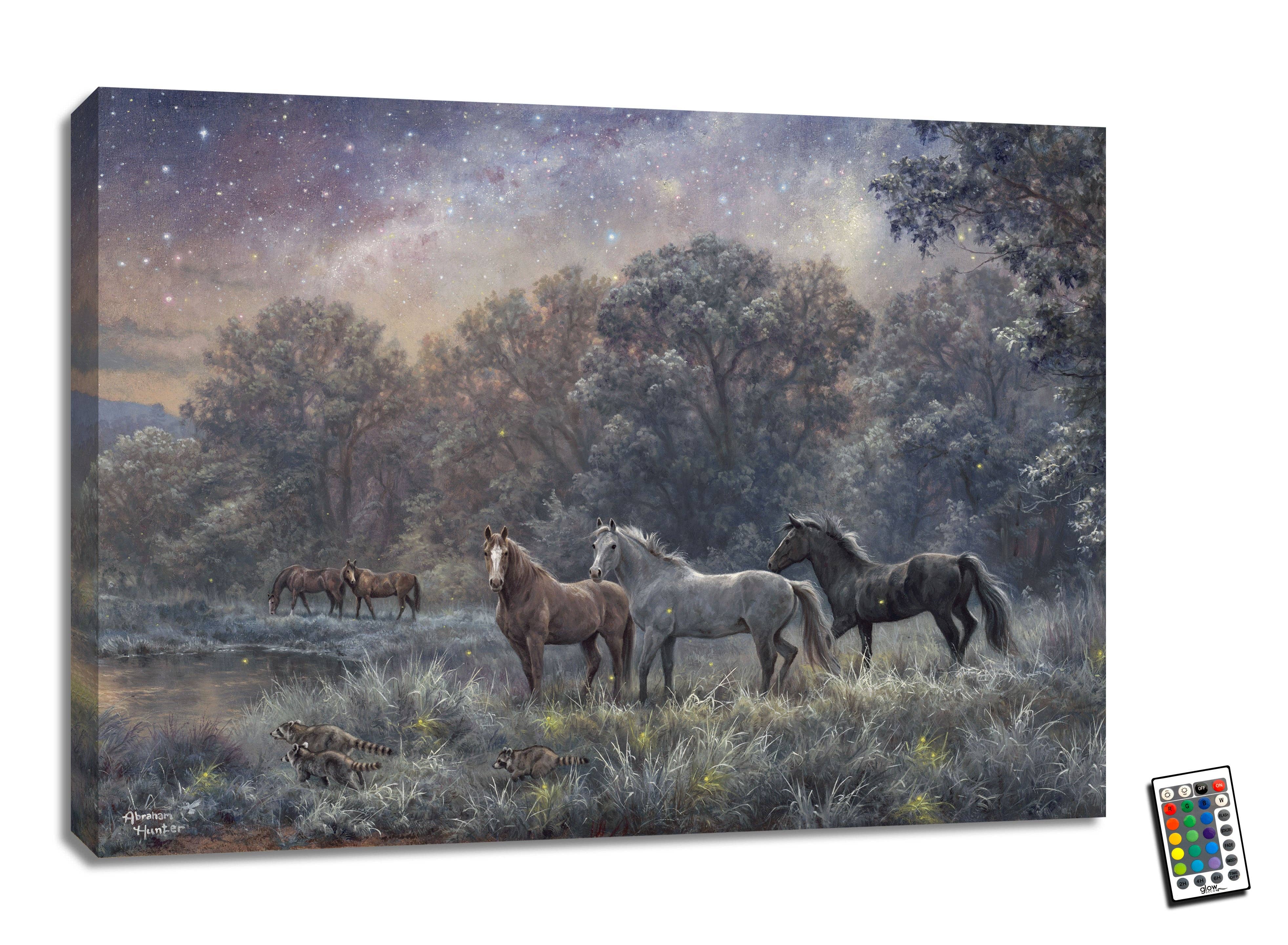 Glow Decor - Vendita all'ingrosso Stampa artistica - My Farm at Night - Decorazione da parete a LED, 18 x 24 cm, completamente illuminata0