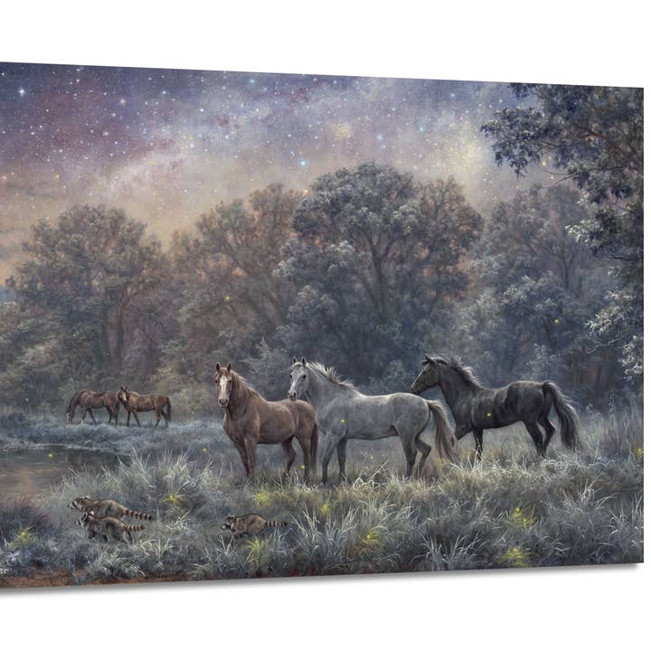 Glow Decor - Vendita all'ingrosso Stampa artistica - My Farm at Night - Decorazione da parete a LED, 18 x 24 cm, completamente illuminata
