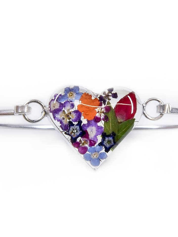 Kleine hartvormige armband met gemengde bloemen voor wholesale door Fresh Jewelry Co