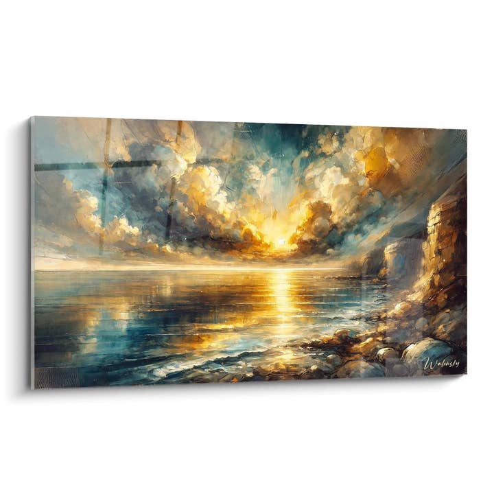 Quadro Crepúsculo Dourado - Edição Beira-mar Abstrata por atacado de Walensky