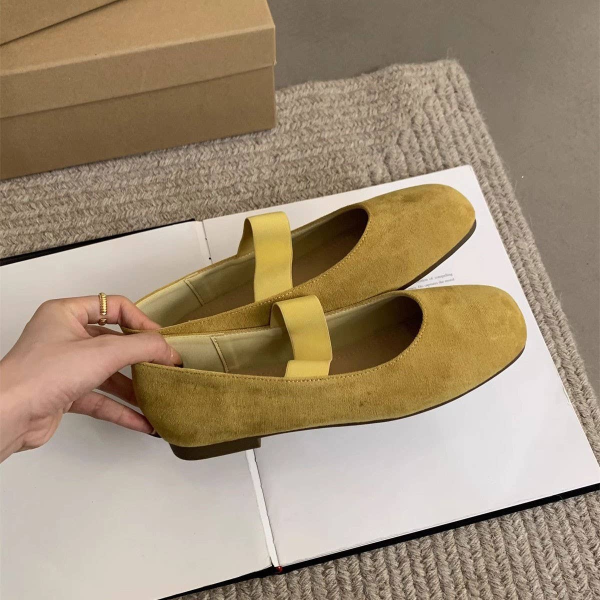 ACCITY - Wholesale Flats - Women's - Suede Ballet Flats Mary Janes for Women_CWSHF00821