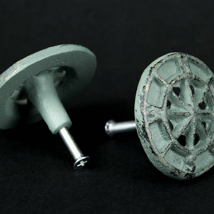 Zeckos - Vente Poignée/bouton - Lot de 12 poignées de tiroir en fonte vert vert-de-gris4