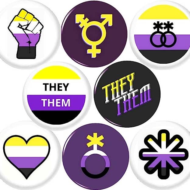 Pinos NÃO BINÁRIOS x 81" (25mm) Pinos Gay Orgulho LGBTQ por atacado de Pinbax Express