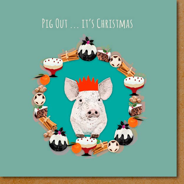 Sally Scaffardi Design – Engroshandel Julekort – Julekort - Pig Out1