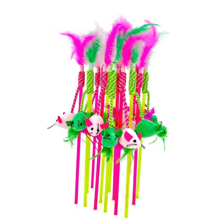 Moo – Feather Teaser Wand with Mouse Toy for wholesale by Cheerhunting