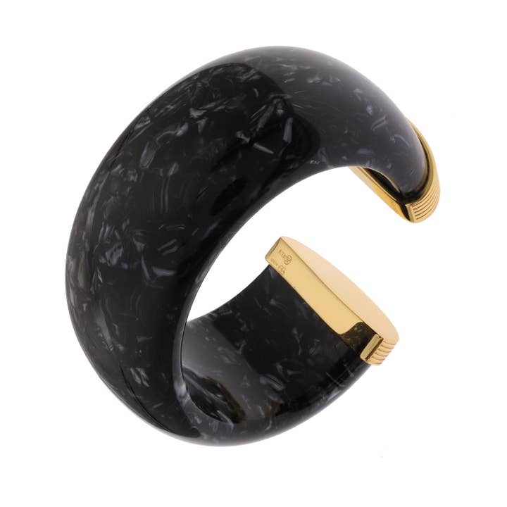 Bracciale rigido in oro, argento e acetato nero @463 per la vendita all'ingrosso da parte di ORUS BIJOUX