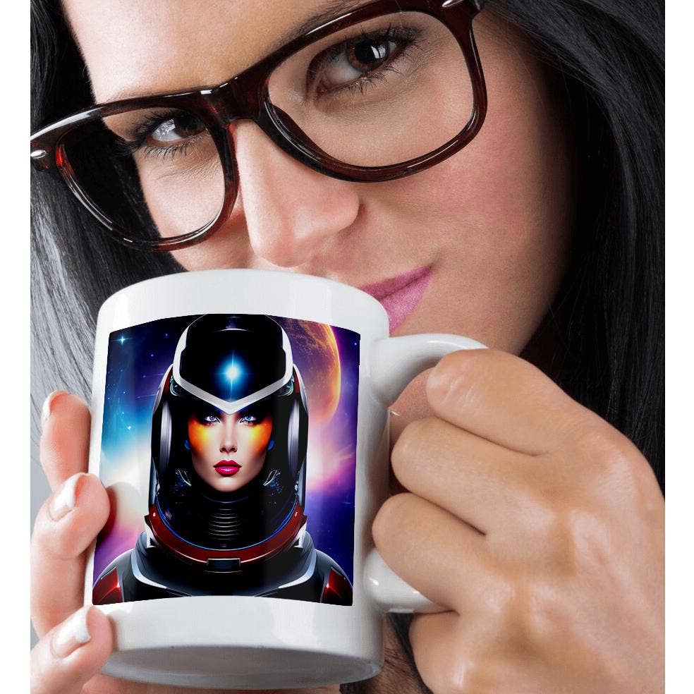 3dRose - Wholesale Coffee Mug - 3dRose, Charming woman astronaut beauty in space suit. Fantasy digital art, Mug9
