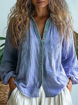 Rosa Clothing - Wholesale Shirt - Women's - Women Vintage Floral Print Long Sleeve Casual Boho Blouse6