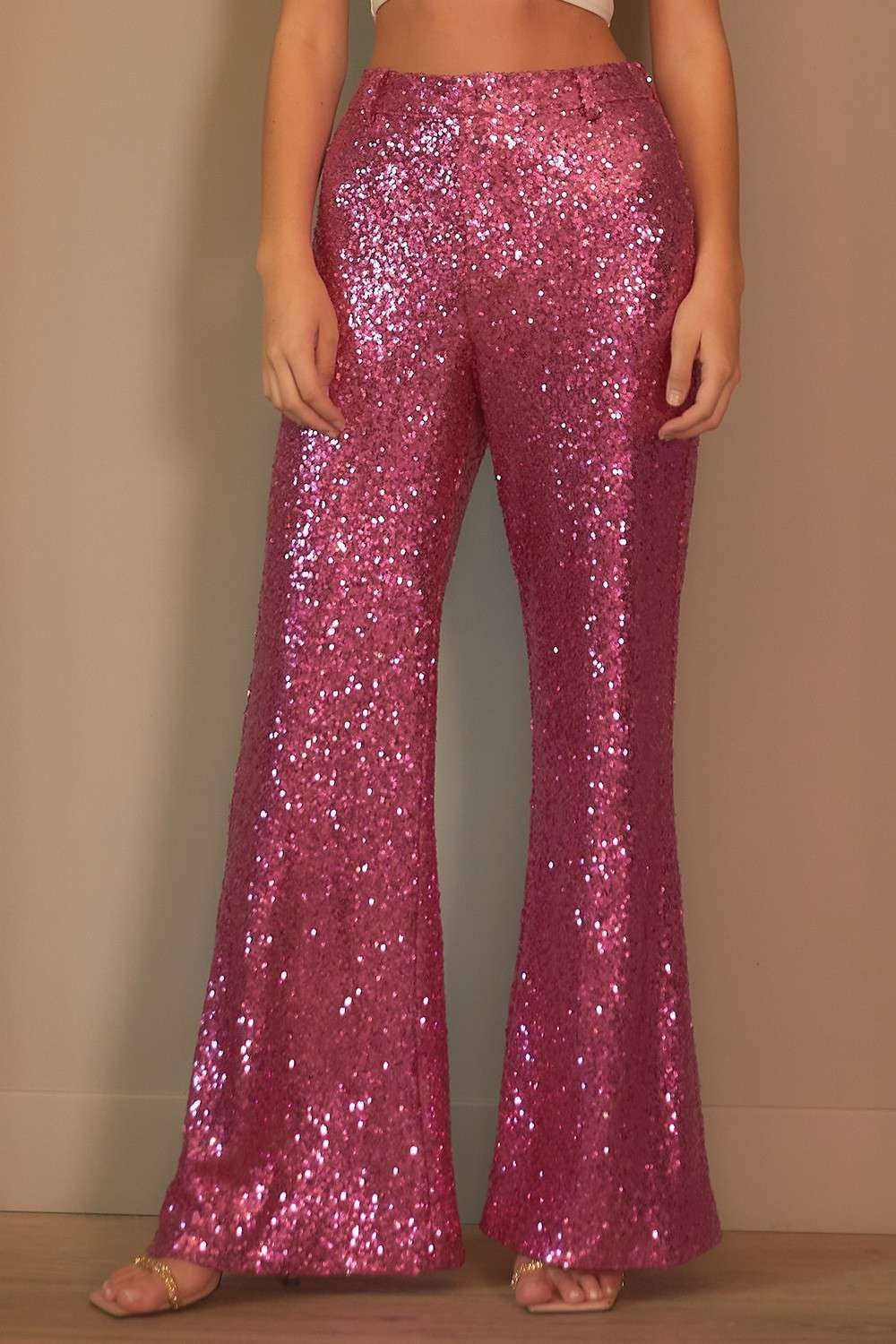 Main Strip - Wholesale Pants - Women's - Sequin Flare Pants – Sparkle Outfit Ready to Ship Party Look6