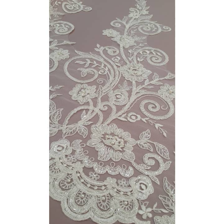Beaded Ivory Lace Trimming - Sequin & Pearl for wholesale on Faire1