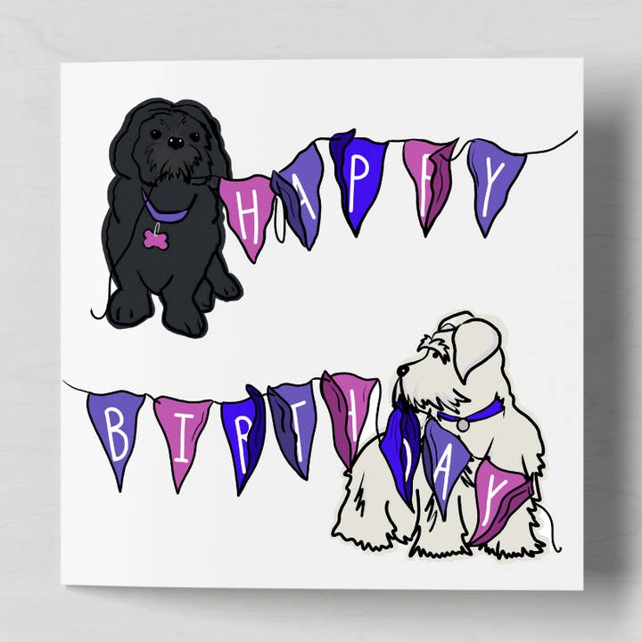 Fødselsdag flagdug - Hund Duo for engroshandel hos FloofAndFlump Designs