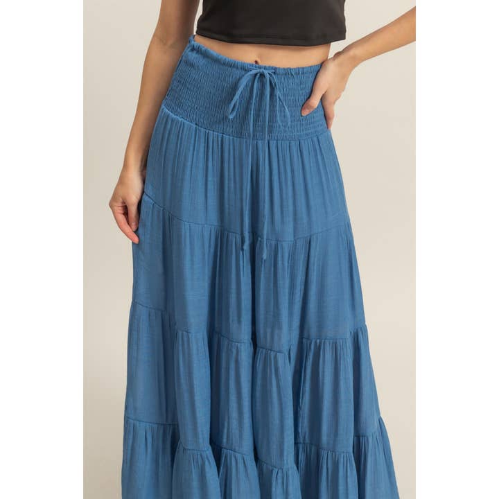 HYFVE - Wholesale Skirt - Women's - HF25E042-Smocked Waist Tiered Maxi Skirt