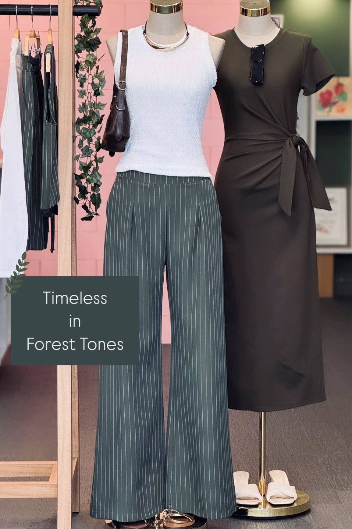 If She Loves - Wholesale Pants - Women's - ISP1342STRIPE Pin Stripe Flowy Pants Gray3