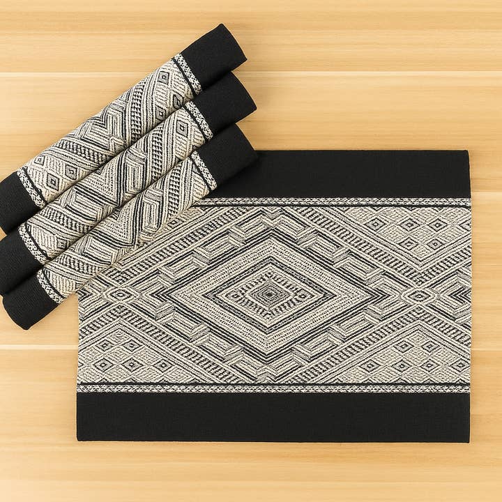 Fennco Styles - Wholesale Placemat - Woven Diamond Pattern Cotton Blend Placemat - 5 Colors 5
