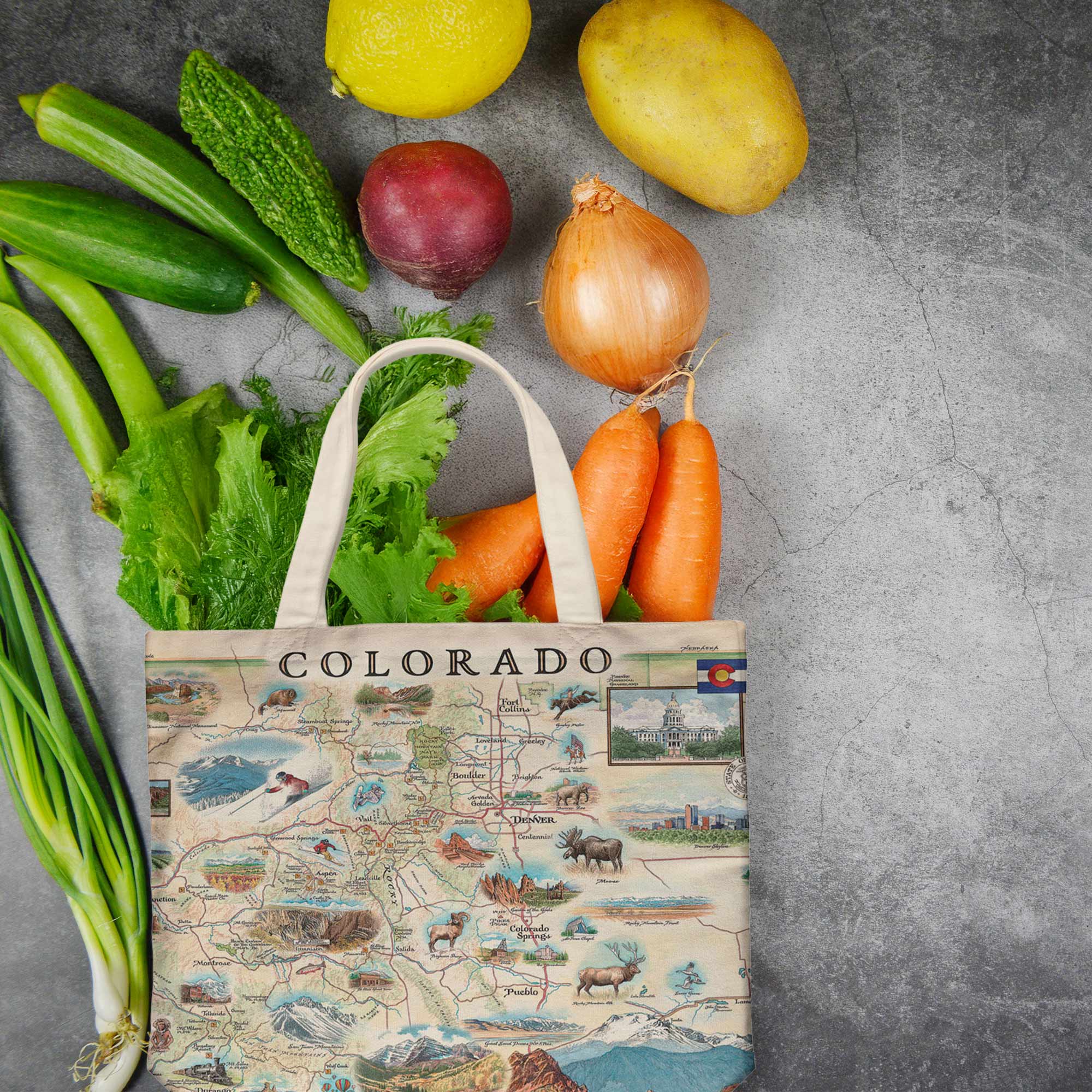XPLORER MAPS - Wholesale Tote Bag - Unisex - Colorado State Map Canvas Tote Bag – Eco-Friendly & Durable2