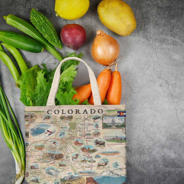 XPLORER MAPS - Wholesale Tote Bag - Unisex - Colorado State Map Canvas Tote Bag – Eco-Friendly & Durable2